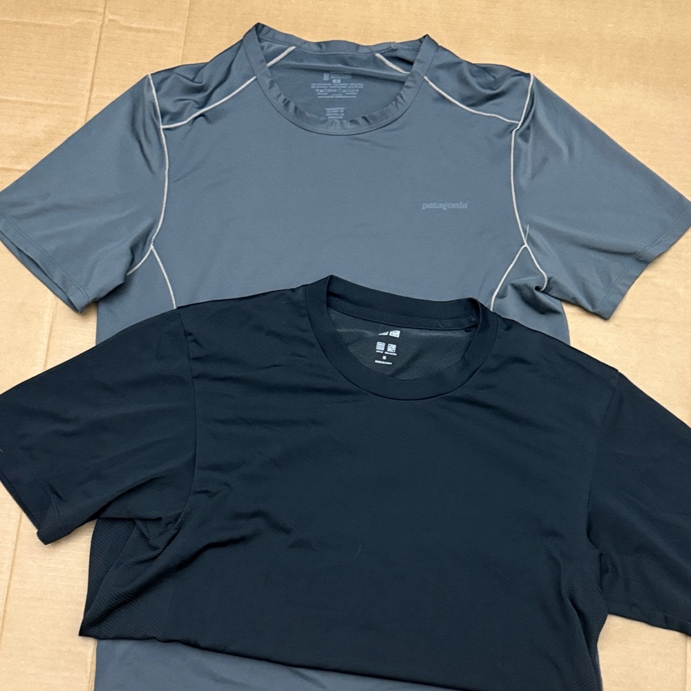 EUC Patagonia Gray and Uniqlo Black Men's Athletic Shirts